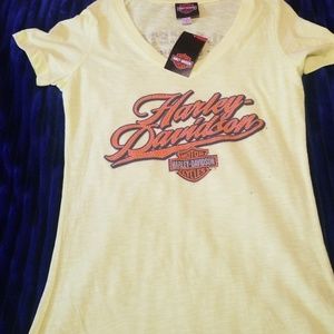 Harley Davidson yellow tee shirt